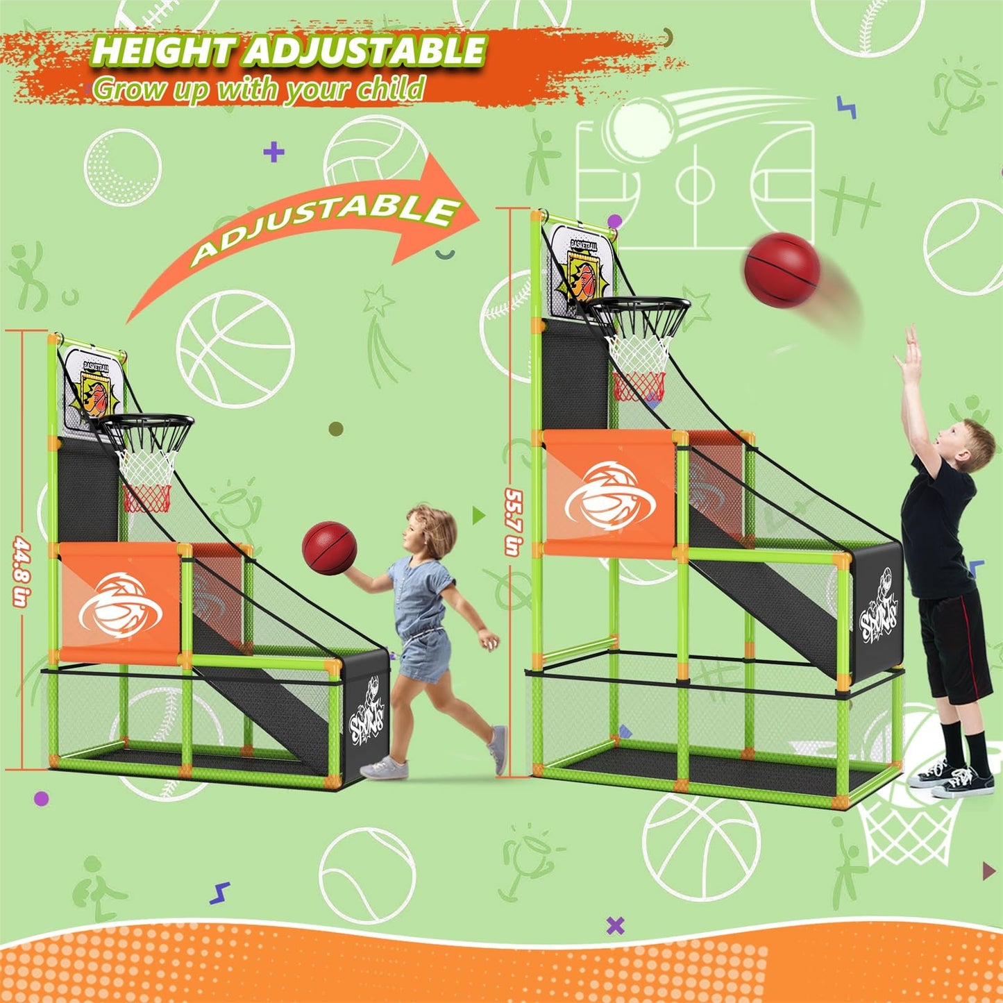 Handwell Arcade Basketball Game Set with Electronic Scoreboard & LED Lights