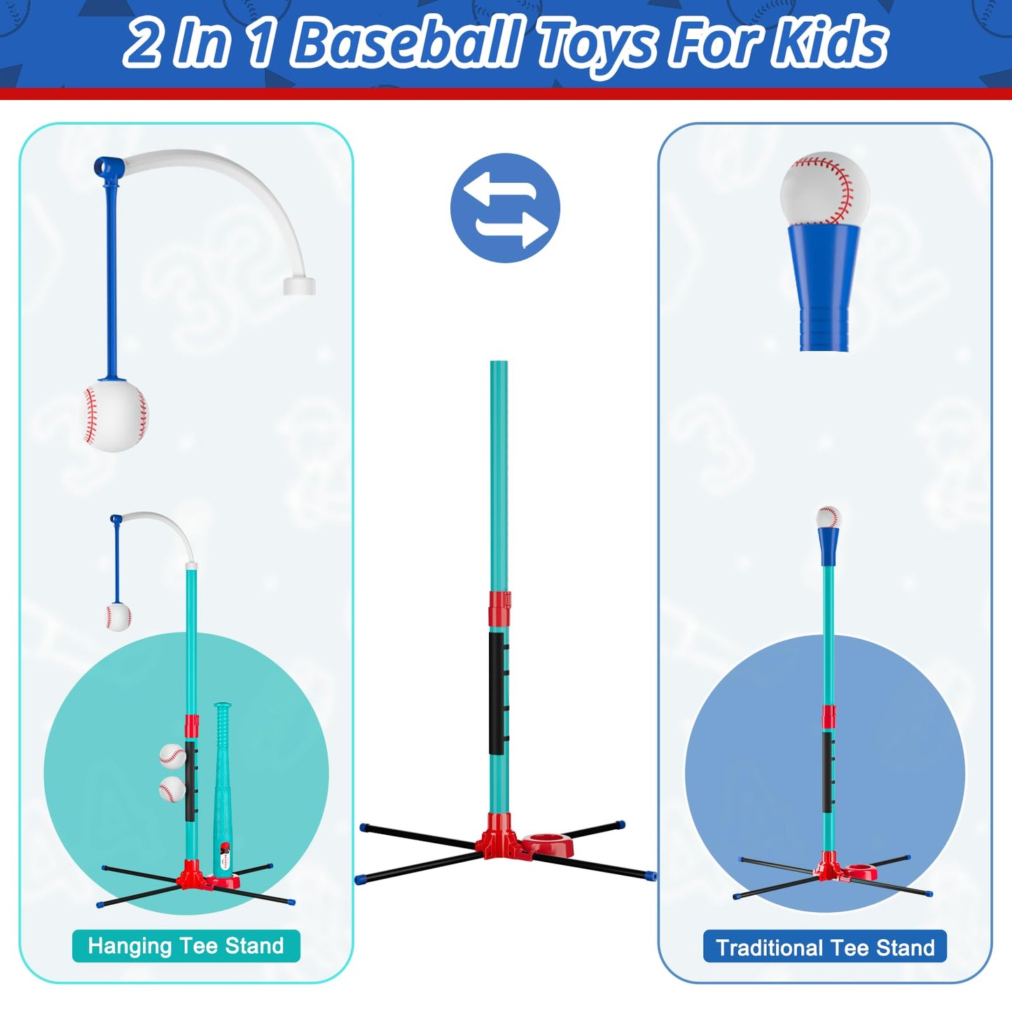 Handwell 3-in-1 T-Ball Set for Kids | Hanging Tee, Fixed Tee & Auto Launcher | Adjustable Height