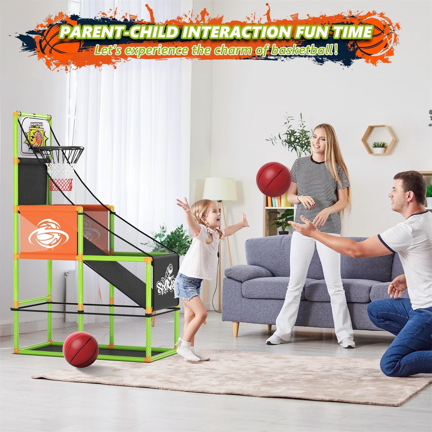 Handwell Arcade Basketball Game Set with Electronic Scoreboard & LED Lights