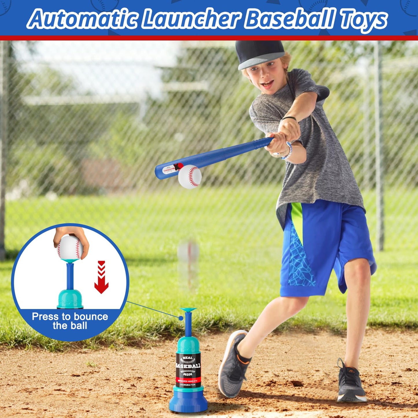 Handwell 3-in-1 T-Ball Set for Kids | Hanging Tee, Fixed Tee & Auto Launcher | Adjustable Height