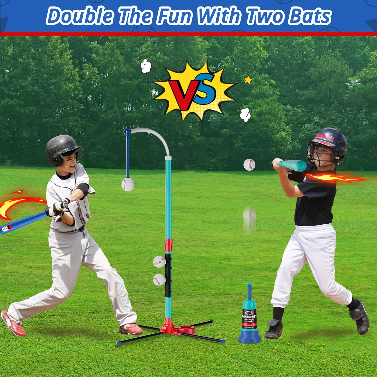 Handwell 3-in-1 T-Ball Set for Kids | Hanging Tee, Fixed Tee & Auto Launcher | Adjustable Height
