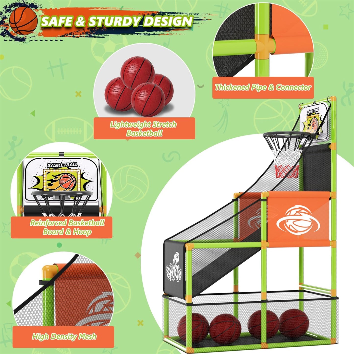 Handwell Arcade Basketball Game Set with Electronic Scoreboard & LED Lights