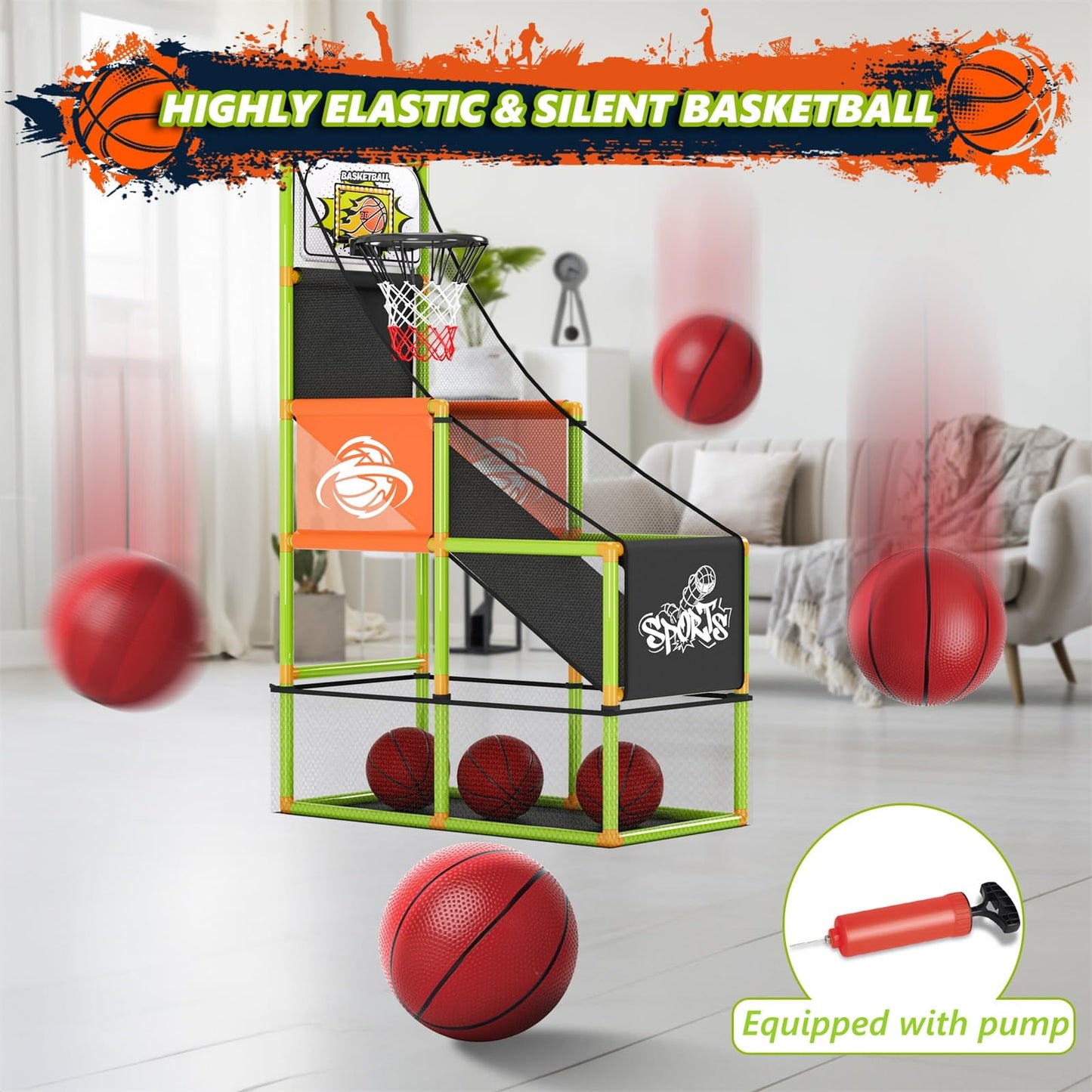 Handwell Arcade Basketball Game Set with Electronic Scoreboard & LED Lights