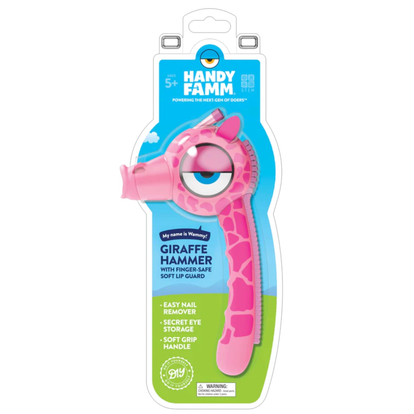 Handy Famm Pink Giraffe Hammer for Kids — Real Metal, Safe Mouth Sleeve
