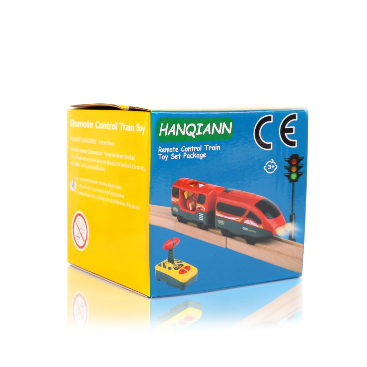 Hanqiann Battery-Operated Train for Wooden Tracks – Remote Control Locomotive with Lights