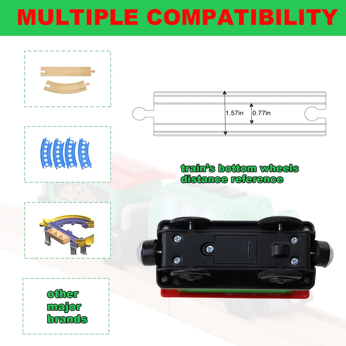 HANQIANN Battery Operated Locomotive Train Set with Light & Sound for Wooden Tracks – Remote Control Engine Toy