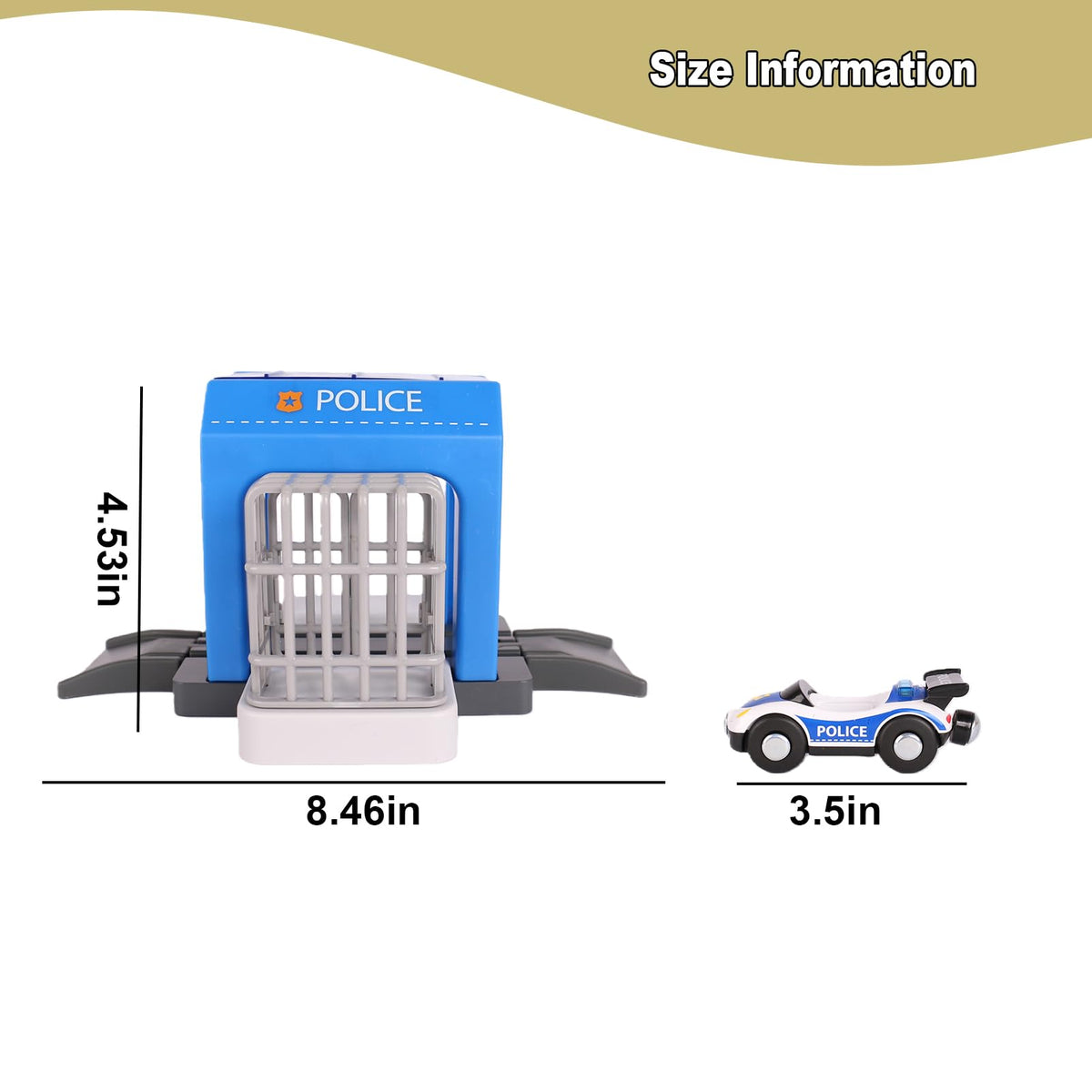 HANQIANN Police Station Playset Toy – Compatible with Wooden Train Tracks | Educational Gift for Kids