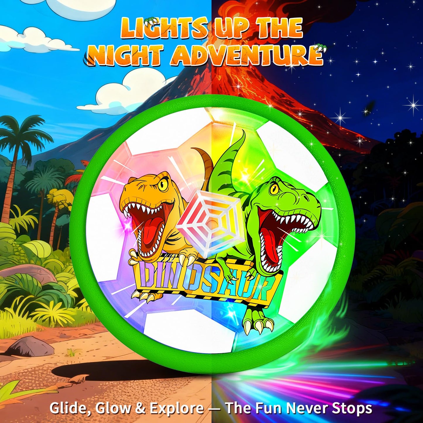 Hanroni Glowing Hover Soccer Ball for Boys - Dinosaur Theme