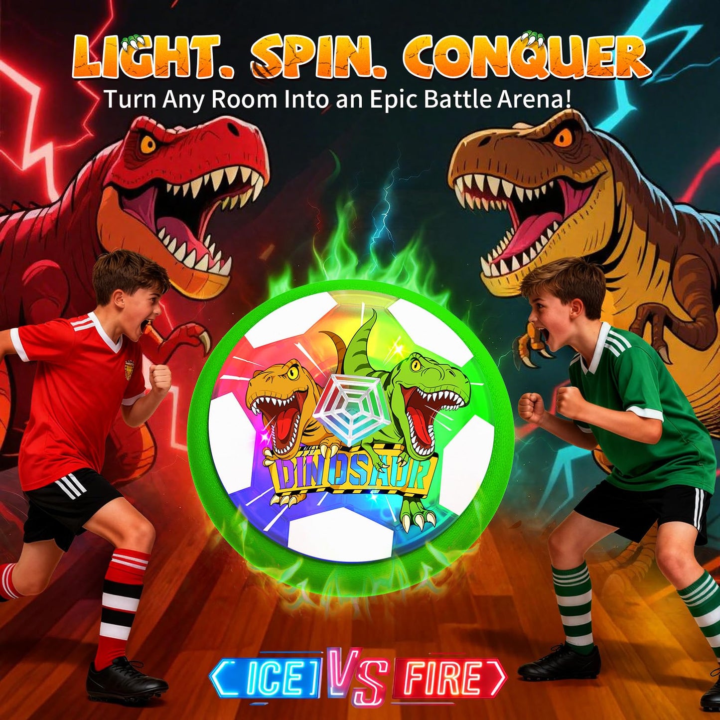 Hanroni Glowing Hover Soccer Ball for Boys - Dinosaur Theme