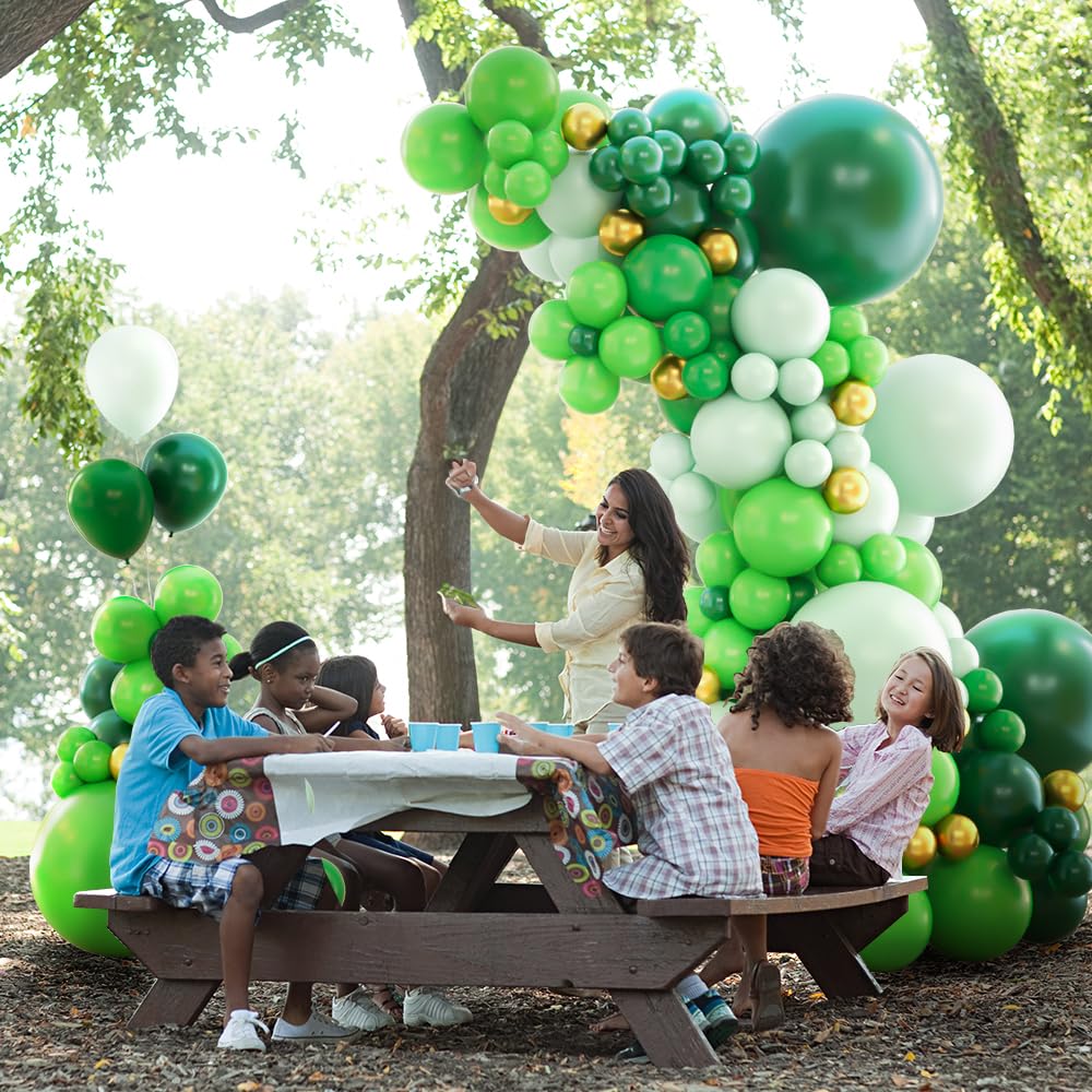 Haolongfa Green Balloon Arch Kit – 131-Piece Green & Gold Garland for Christmas, Baby Showers, and Birthdays