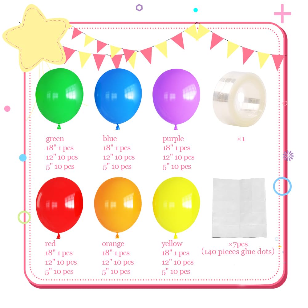 Haolongfa Rainbow Balloon Arch Kit – 130 Pcs for Party Decor