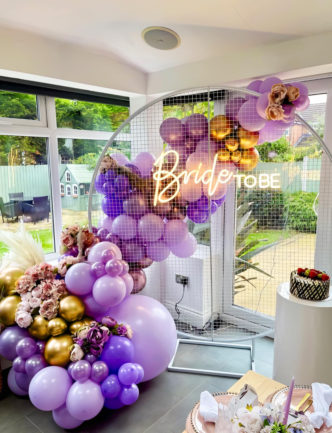 Haolongfa Purple & Gold Balloon Arch Kit – 132 Pcs for Weddings & Celebrations