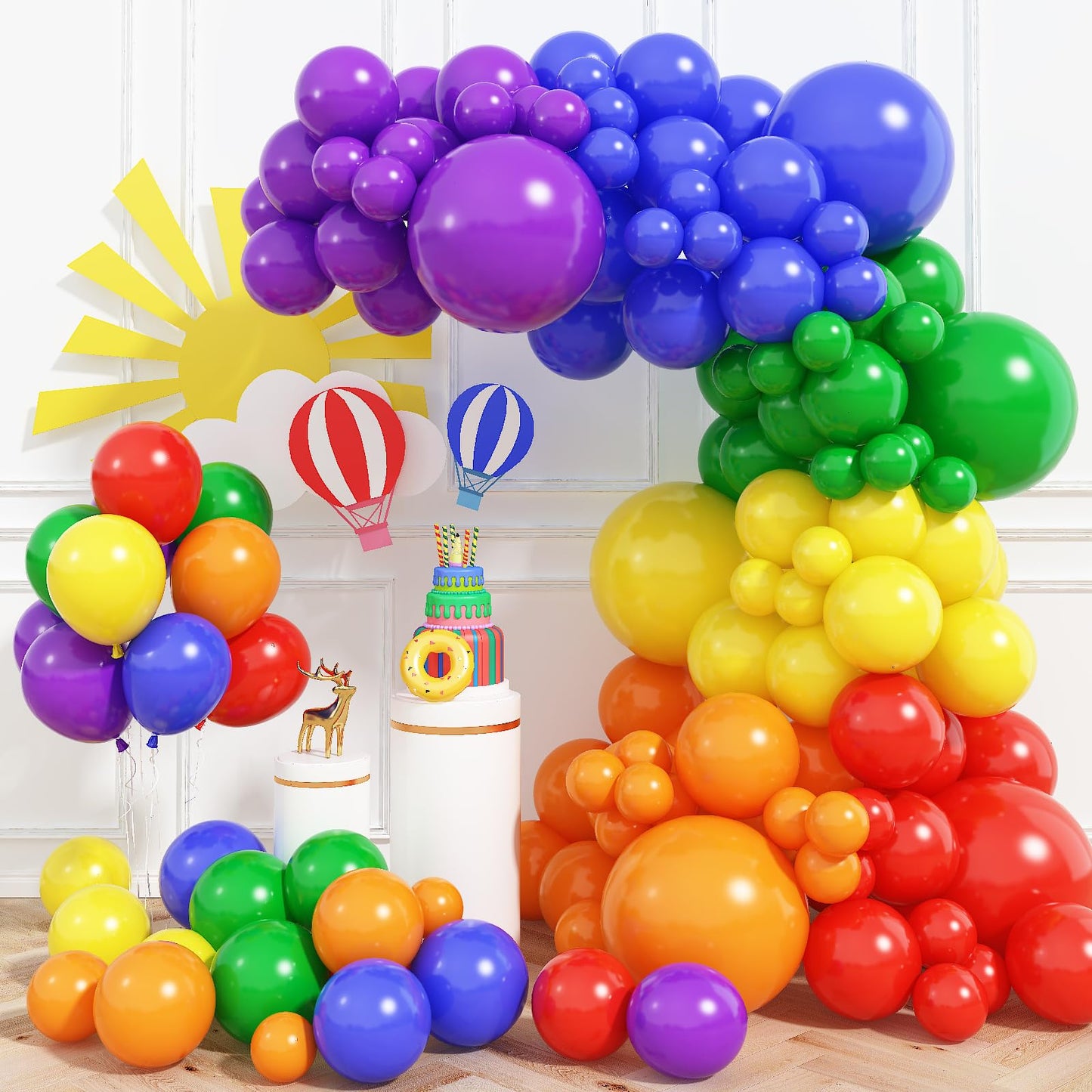 Haolongfa Rainbow Balloon Arch Kit – 130 Pcs for Party Decor