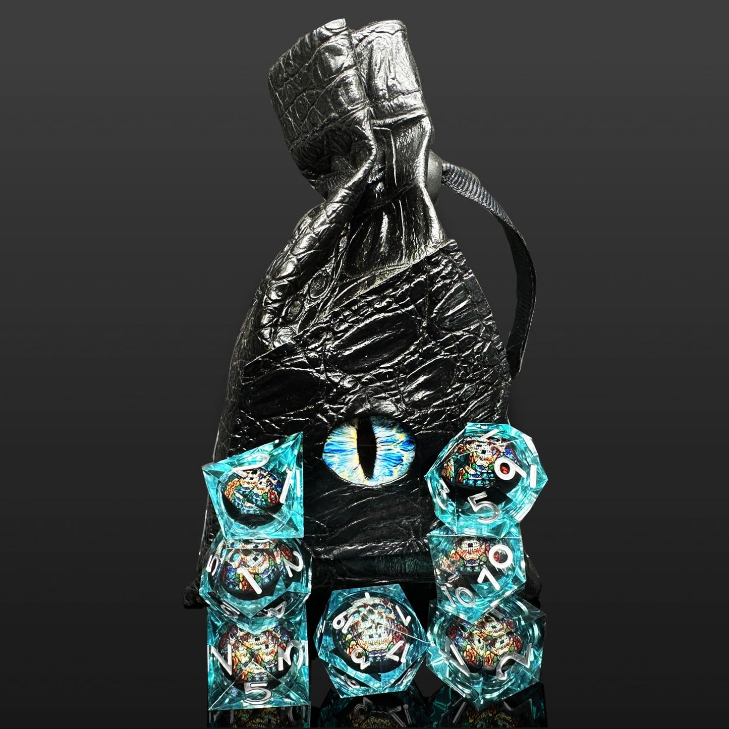HAOMEJA Skull D&D Dice Set – 7 Resin Dice, Sharp Edges