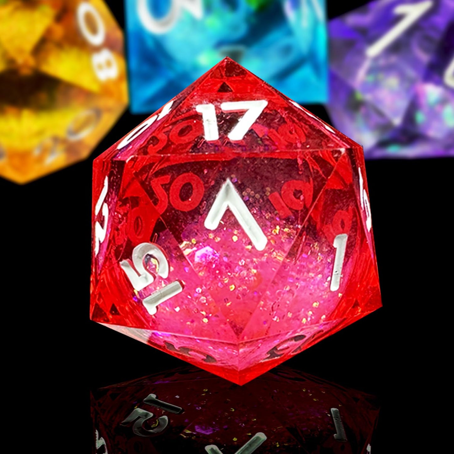 HAOMEJA Liquid Core Resin DND Dice Set 7Pcs – Sharp Edge RPG Dice for D&D (D20–D4)