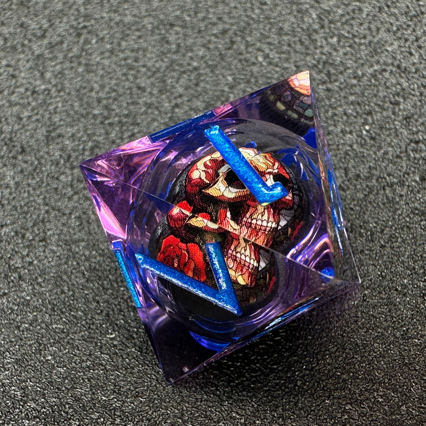 HAOMEJA Skull D&D Monster Resin Dice Set – 7 Sharp-Edged RPG Dice with Gift Bag (Purple)
