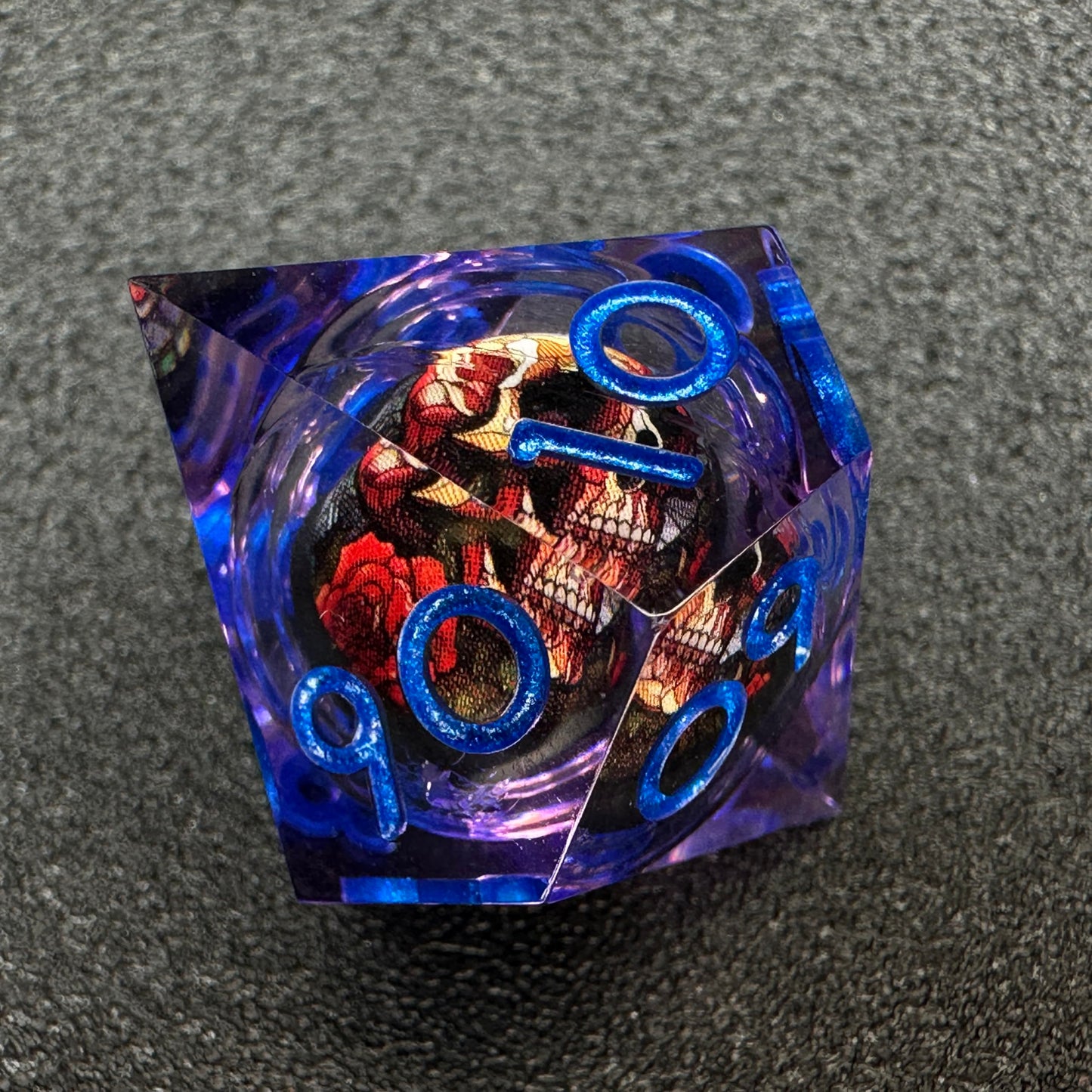 HAOMEJA Skull D&D Monster Resin Dice Set – 7 Sharp-Edged RPG Dice with Gift Bag (Purple)