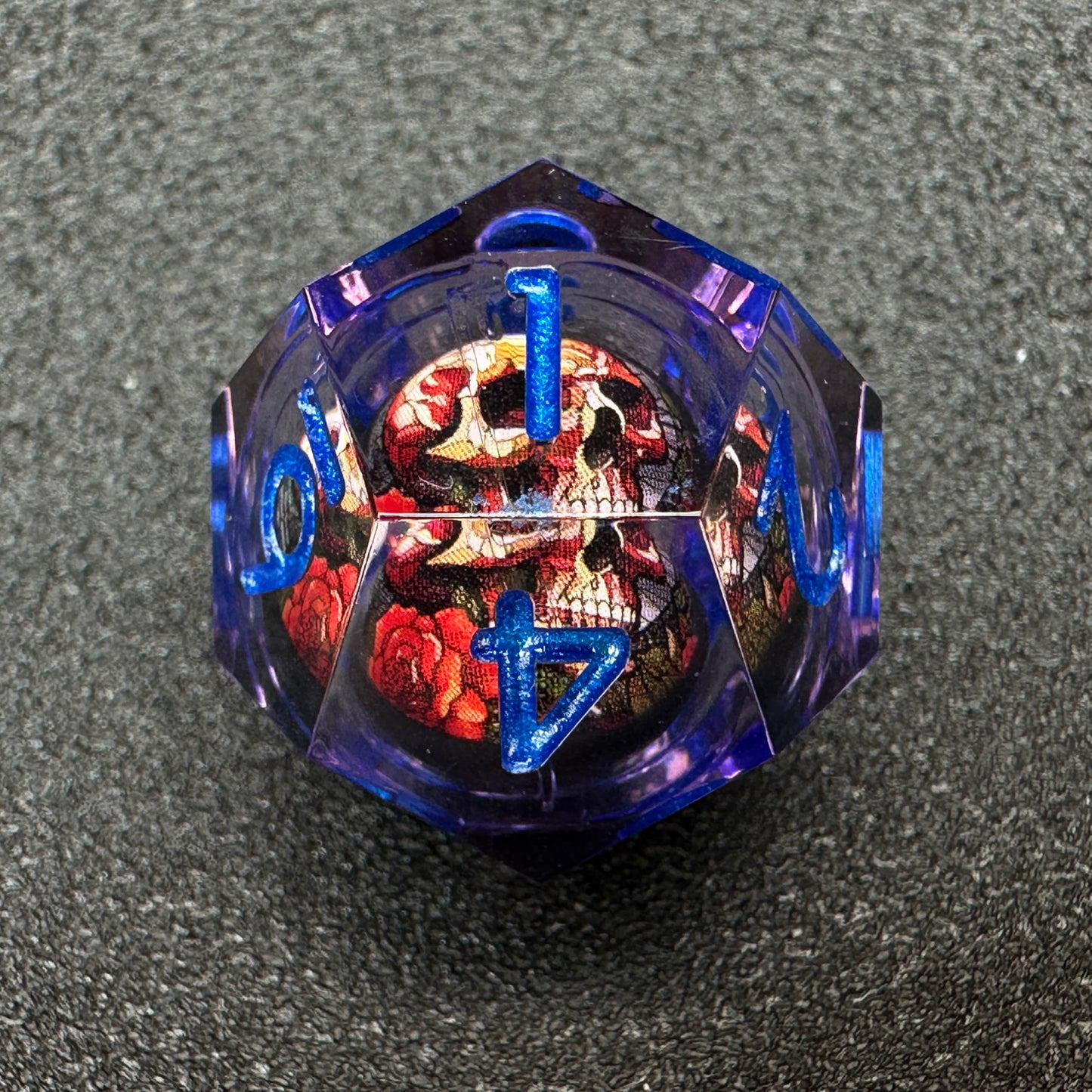 HAOMEJA Skull D&D Monster Resin Dice Set – 7 Sharp-Edged RPG Dice with Gift Bag (Purple)