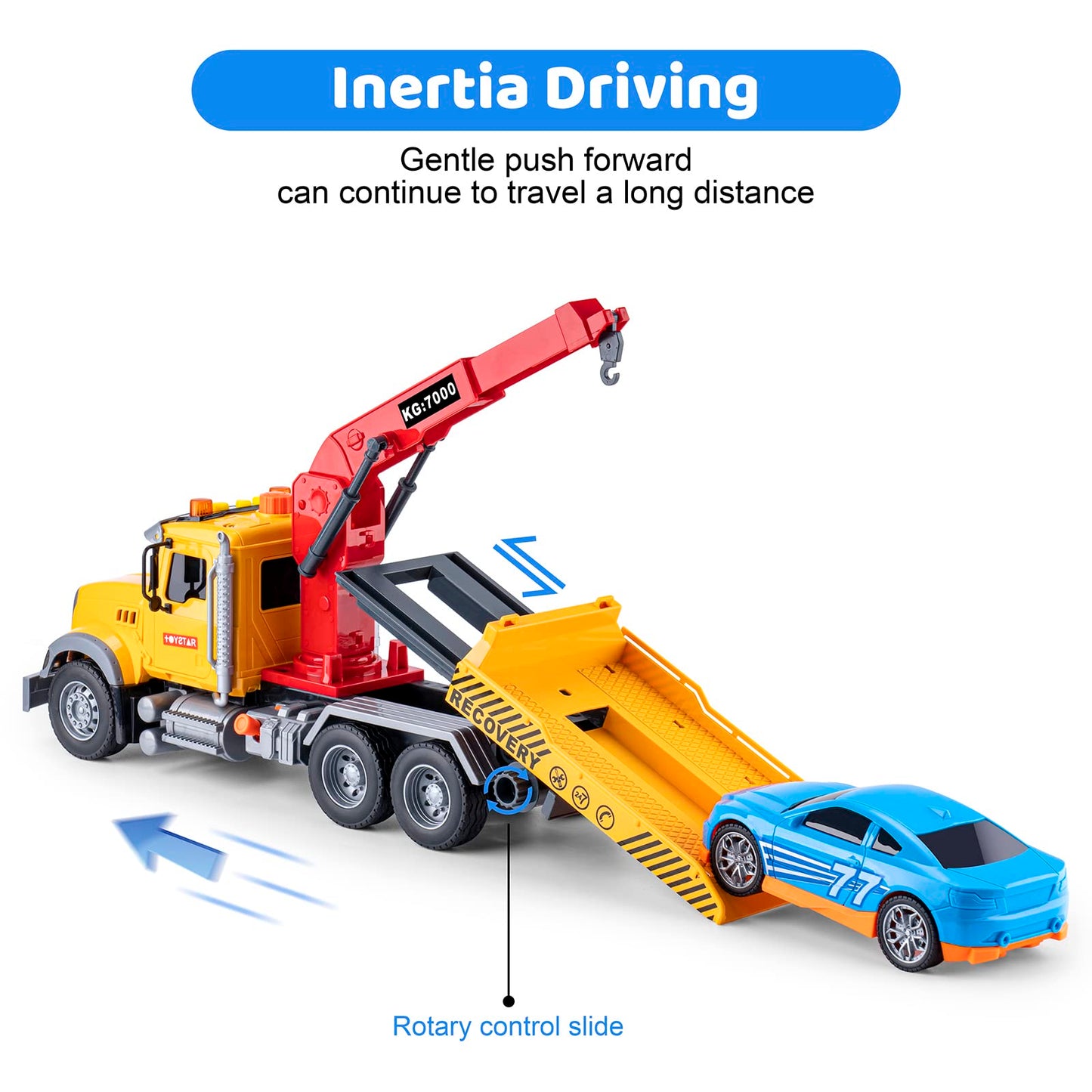 haomsj Big Tow Trucks Toy with Hook | Light & Sound 1:18 Pull Back Truck for Kids