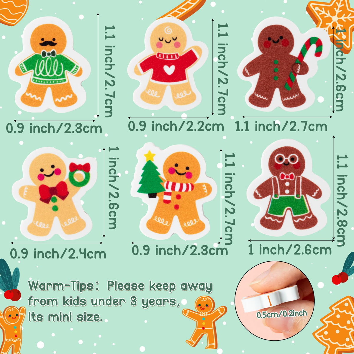 Haooryx Christmas Gingerbread Men Erasers — 60Pcs Colorful 1-Inch Desk Erasers