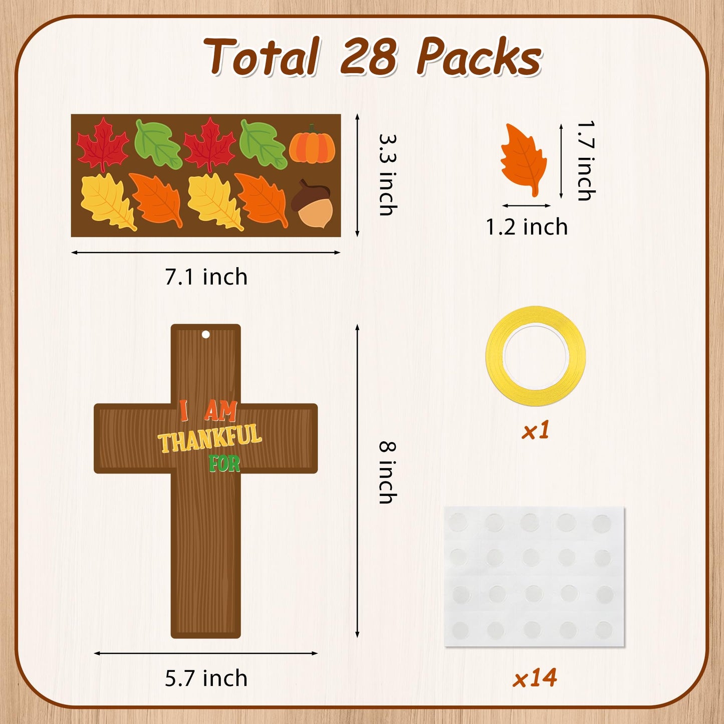 Haooryx Fall Christian Cross Craft Kit – 28-Pack DIY Thanksgiving Decor