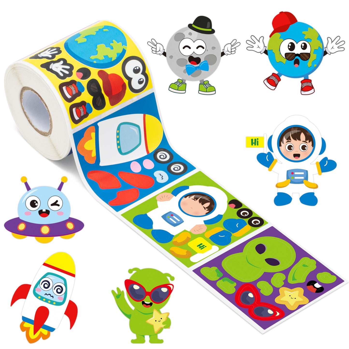 Haooryx Outer Space DIY Stickers – 300 Pcs Repositionable Vinyl for Laptops, Water Bottles & Journals