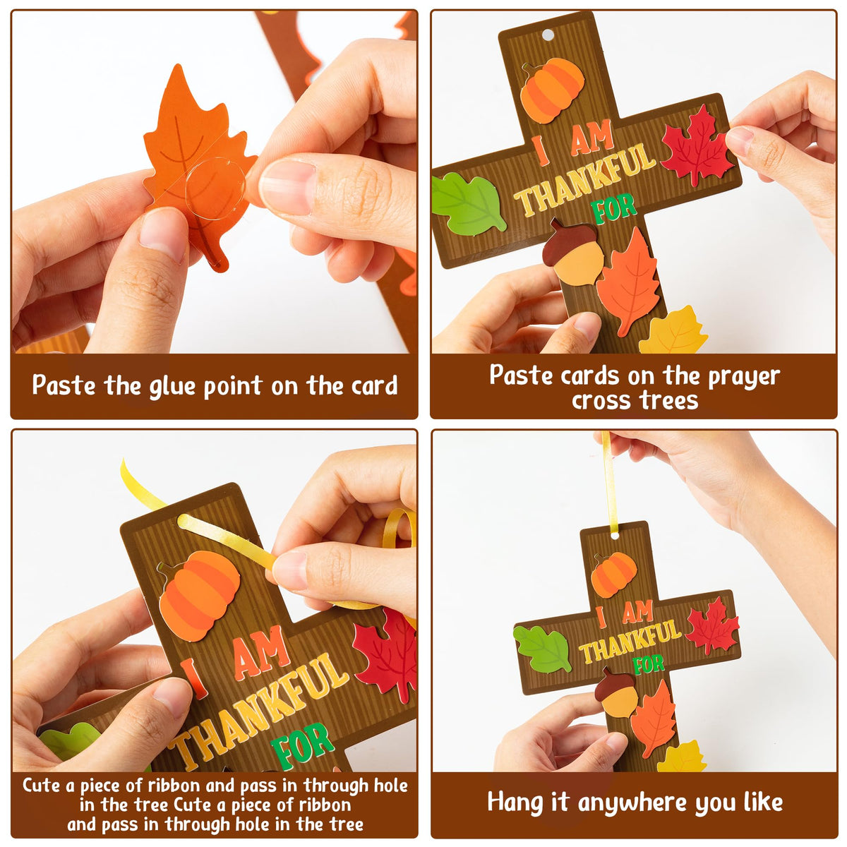 Haooryx Fall Christian Cross Craft Kit – 28-Pack DIY Thanksgiving Decor