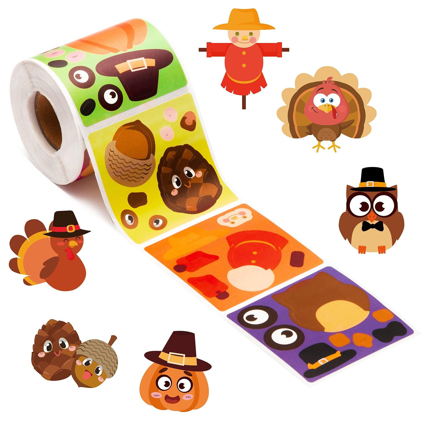 Haooryx Thanksgiving DIY Sticker Rolls – 300 Pcs for Water Bottles & Decor