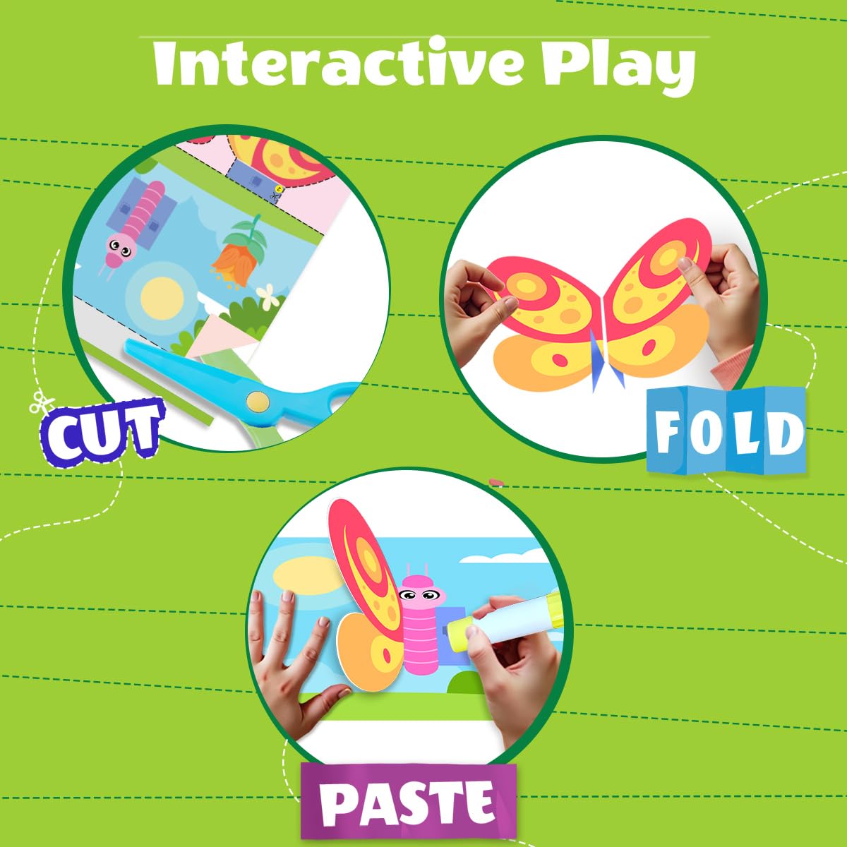 HAOWWLAI Toddler Scissor Skills Activity Book – 22 Crafts, 2 Safety Scissors, Fine Motor Fun for 3-6