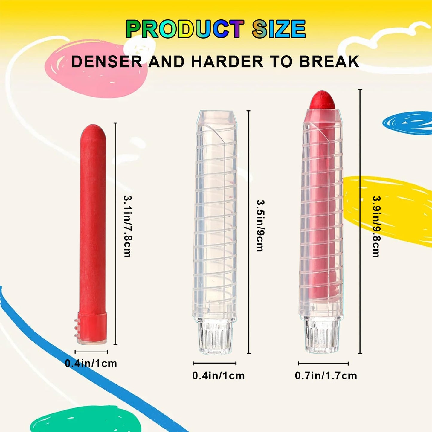 Haoyond Dustless Chalk Set for Kids – 24 Colors, Twistable Holder & Wet Eraser