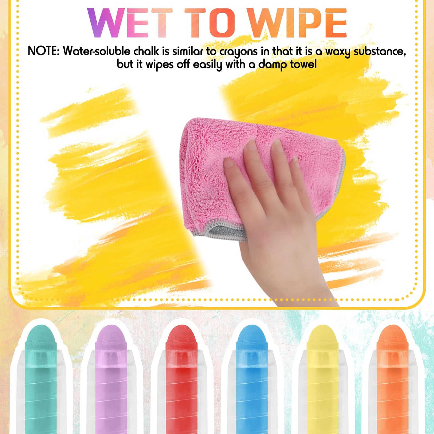 Haoyond Dustless Chalk for Kids – 6-Color Non-Toxic Sidewalk Chalk with Holders