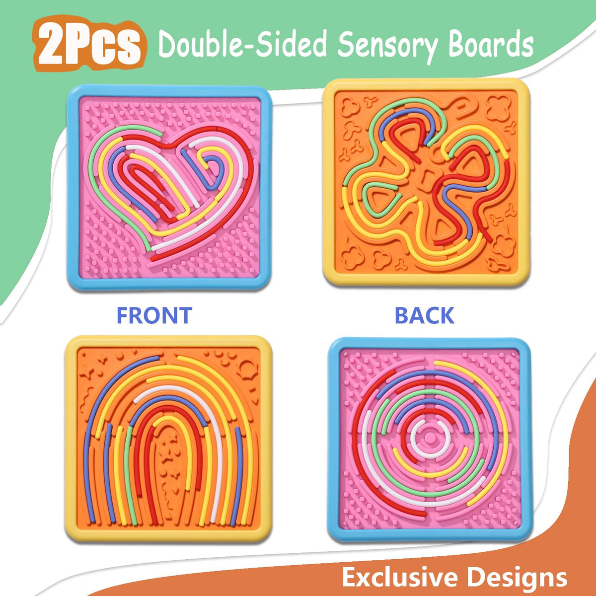 HAPATOYS Sensory Activity Board 2-Pack – Dual-Sided Fidget Toys for Travel and Calm Play