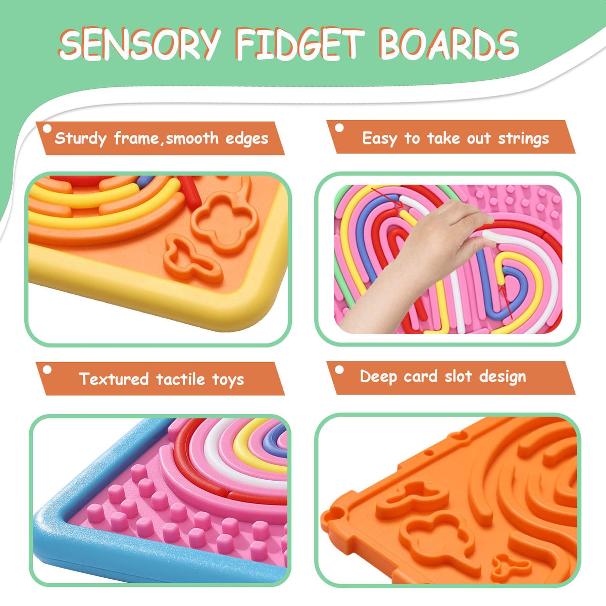 HAPATOYS Sensory Activity Board 2-Pack – Dual-Sided Fidget Toys for Travel and Calm Play