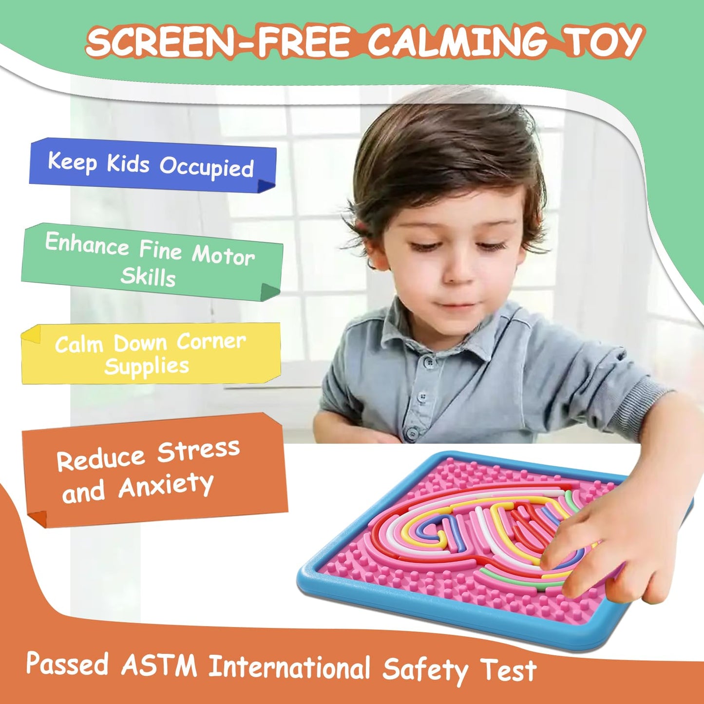 HAPATOYS Sensory Activity Board 2-Pack – Dual-Sided Fidget Toys for Travel and Calm Play