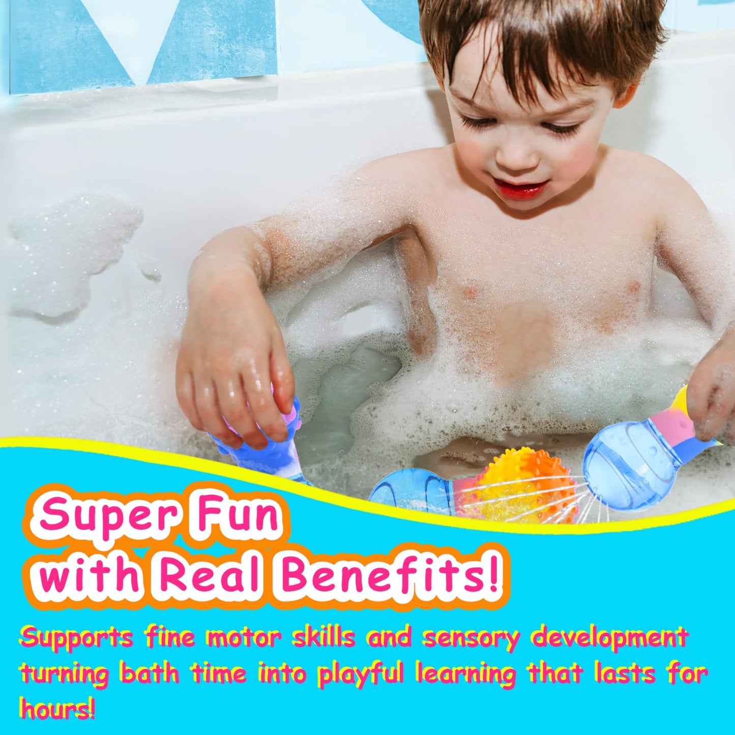 HAPATOYS Bath Toys for Toddlers 1-3 | 3-Pack Squishy Bulb Bath Toys