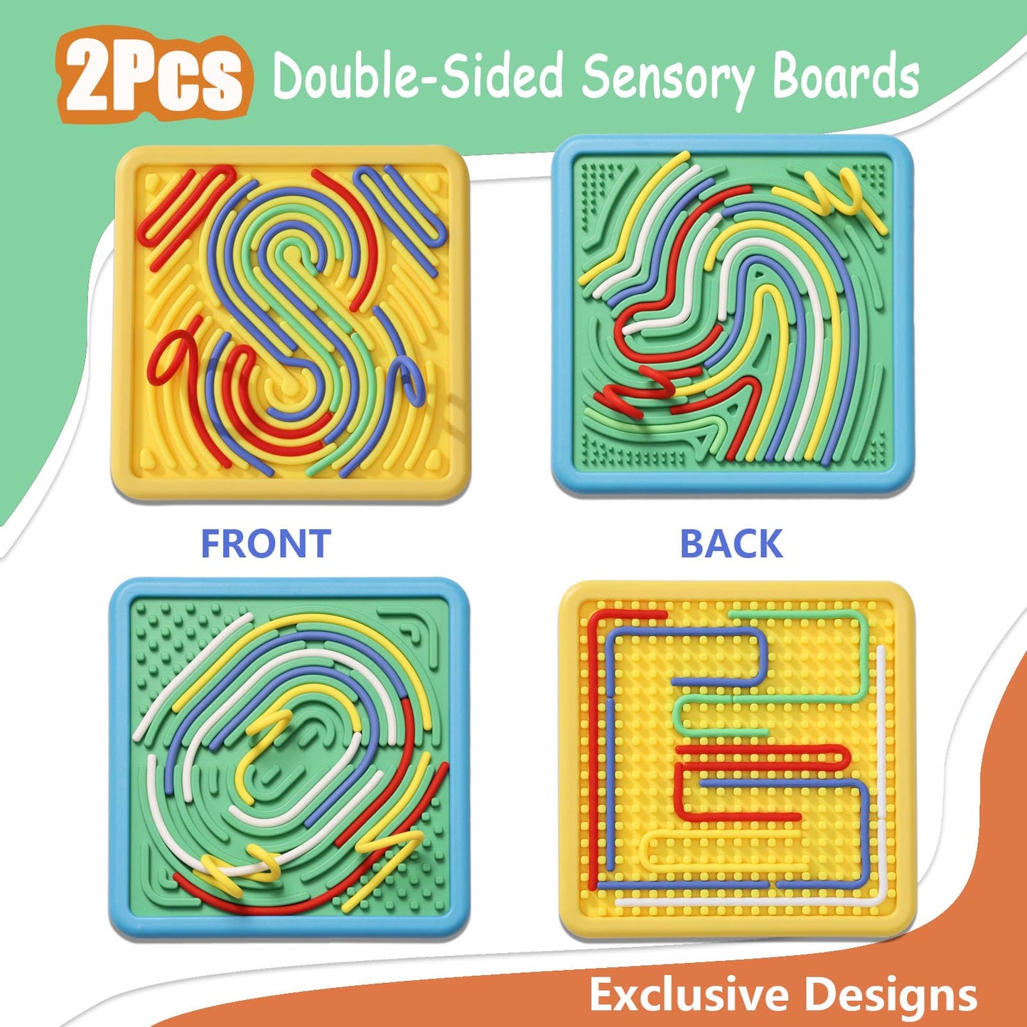 HAPATOYS Sensory Activity Board – Double-Sided Fidget Toys for Kids & Toddlers (2-Pack)