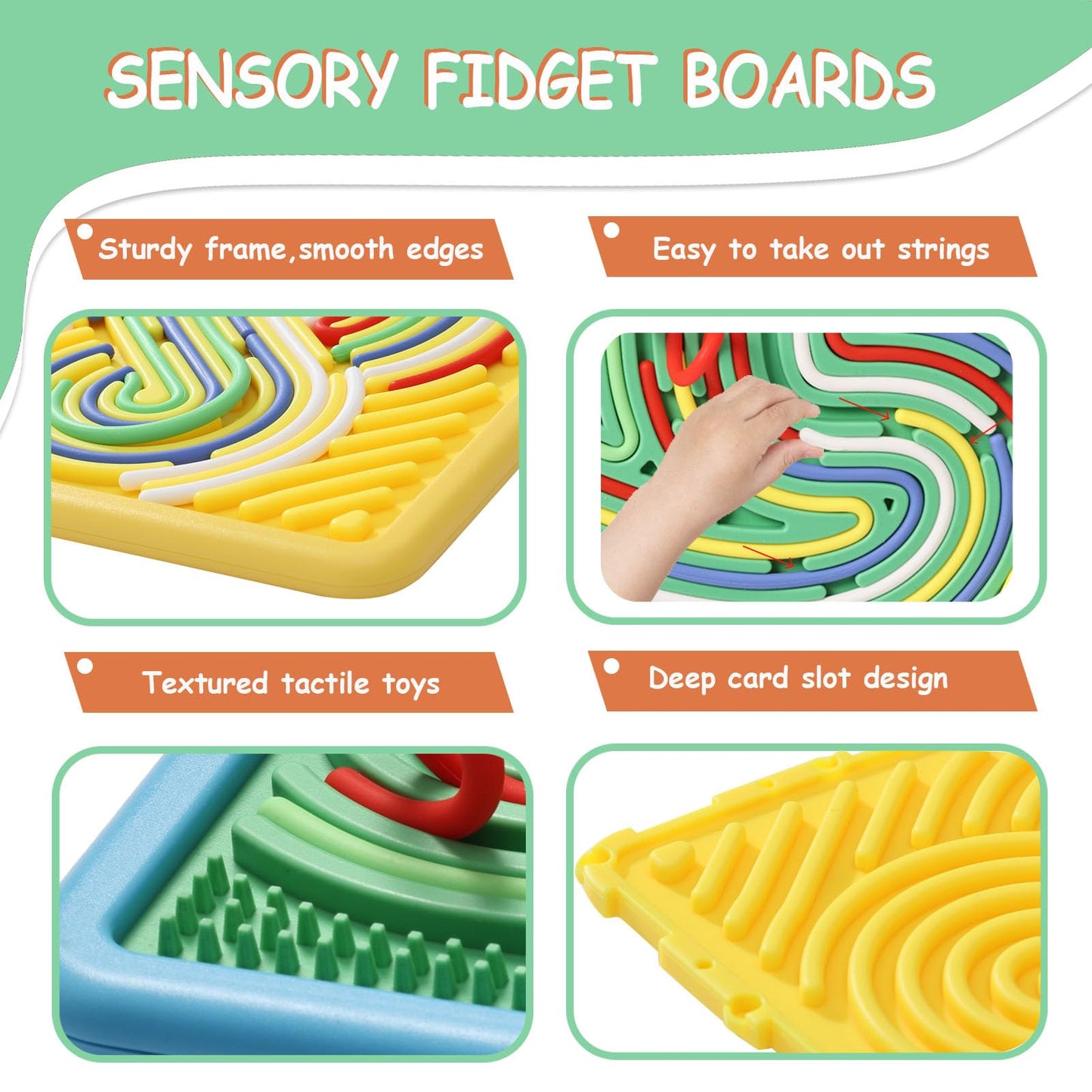 HAPATOYS Sensory Activity Board – Double-Sided Fidget Toys for Kids & Toddlers (2-Pack)