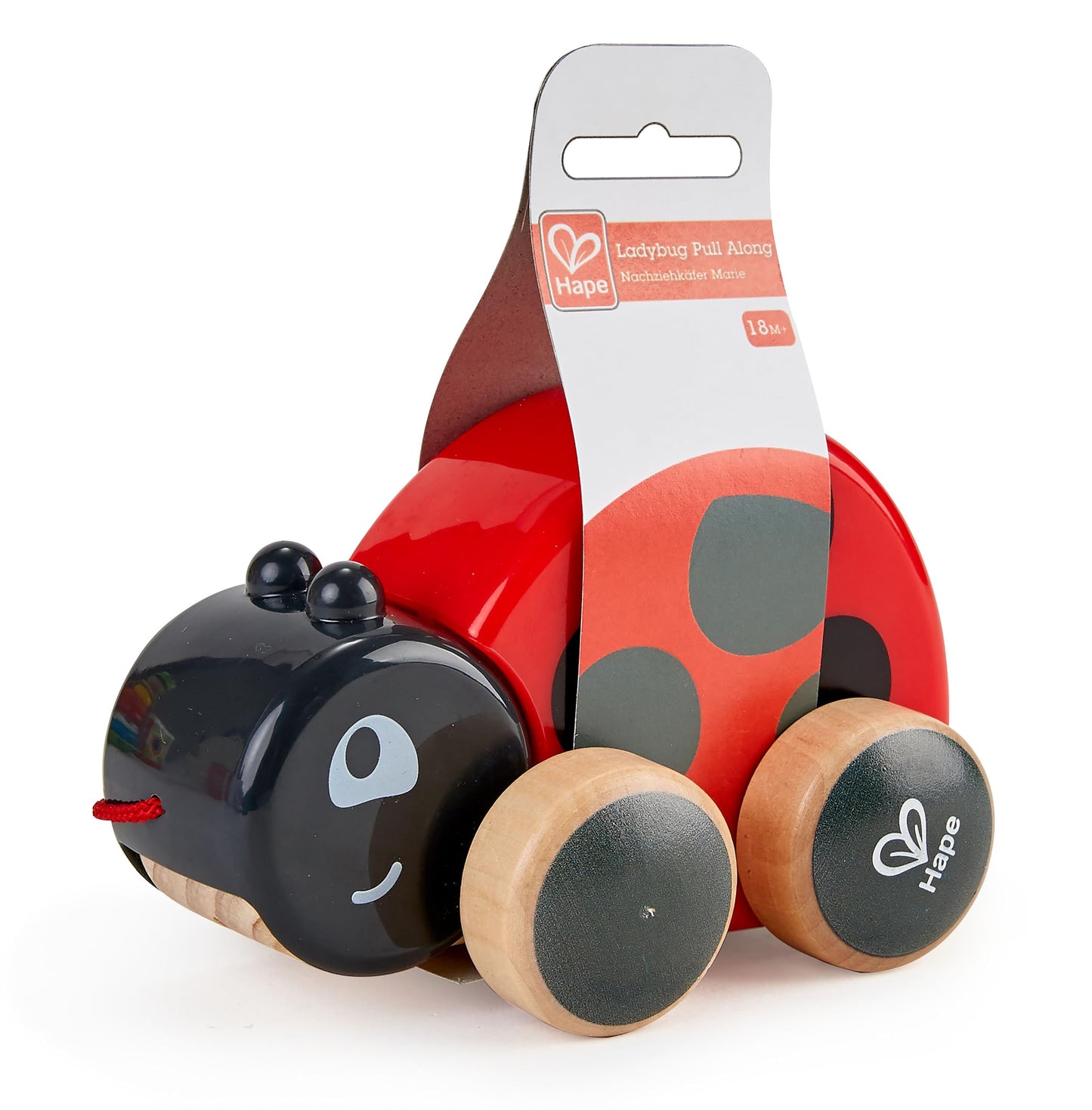 Hape Ladybug Pull-Along Toy – Wooden Flapping Wings Toddler Toy (Multi-Color)