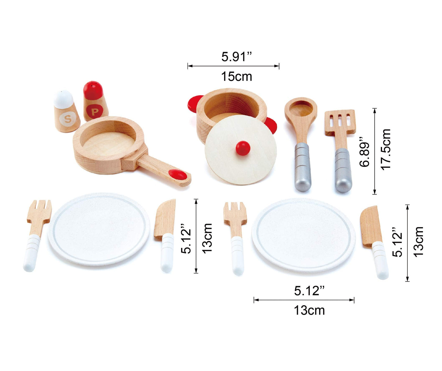 Hape Cook & Serve Set – 13-Piece Wooden Pretend Play Cooking Set