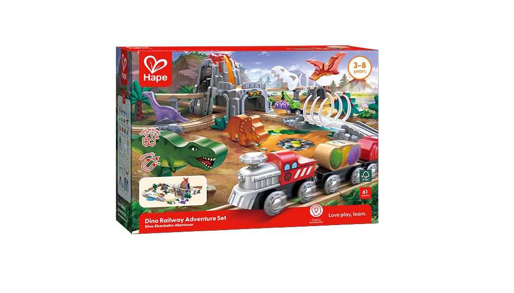Hape Dinosaur Railway Adventure Set – Glow-in-the-Dark Dino Train Playset