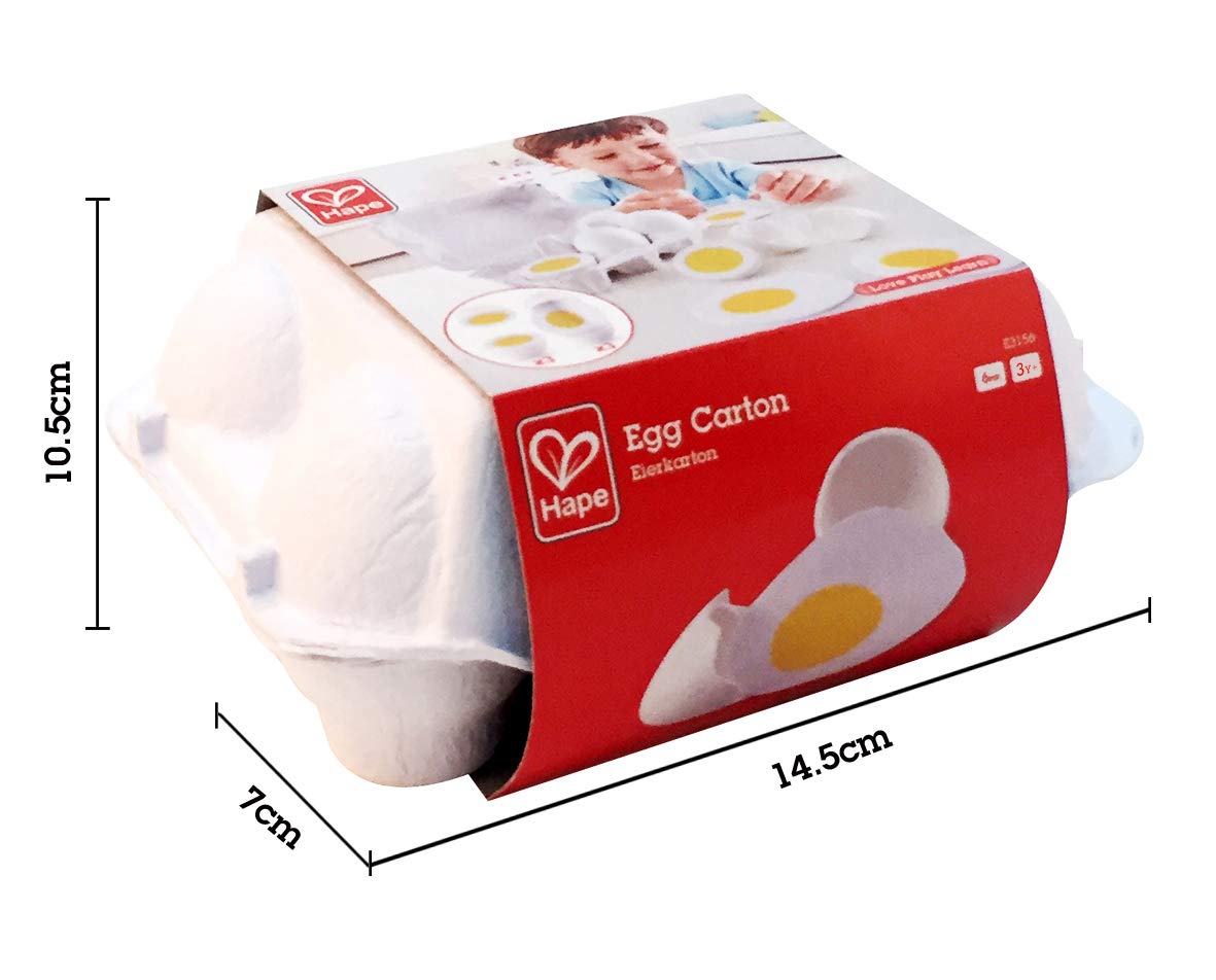 Hape Egg Carton – 3 Hard-Boiled Eggs with Easy-Peel Shell & 3 Fried Eggs | Wooden Educational Toy for 3+