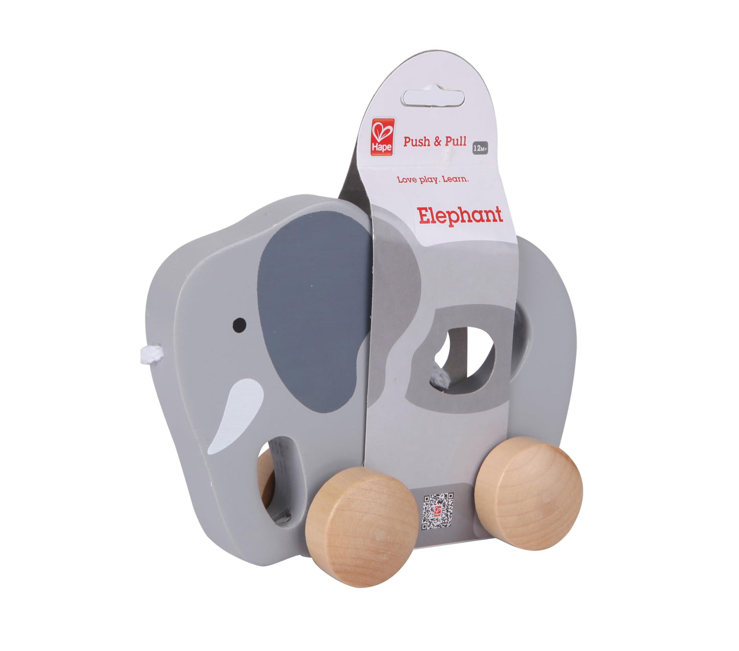 Hape Wooden Elephant Pull-Along Toy – Push & Pull Early Learning for Toddlers 1+