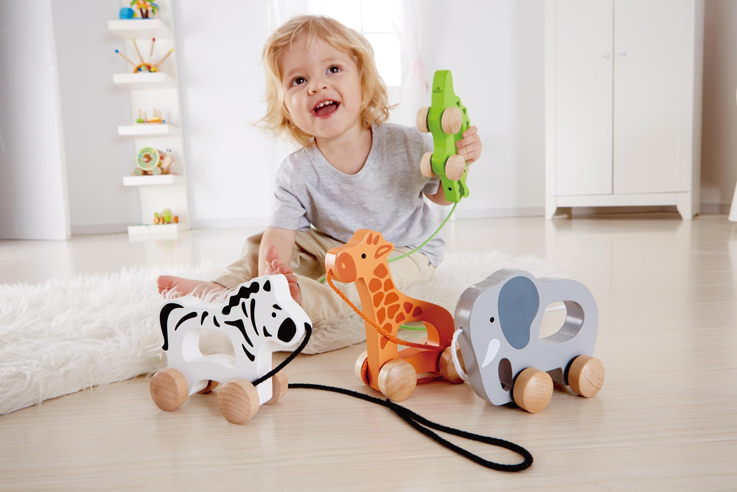 Hape Wooden Elephant Pull-Along Toy – Push & Pull Early Learning for Toddlers 1+