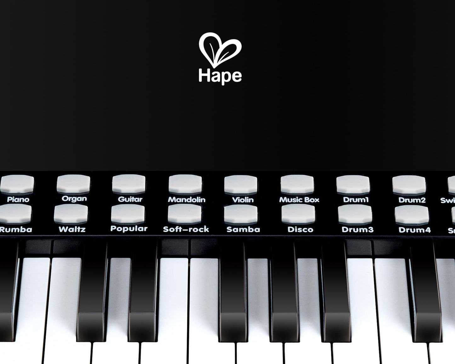 Hape Learn with Lights Black Piano with Stool – 25-Key Kids Keyboard