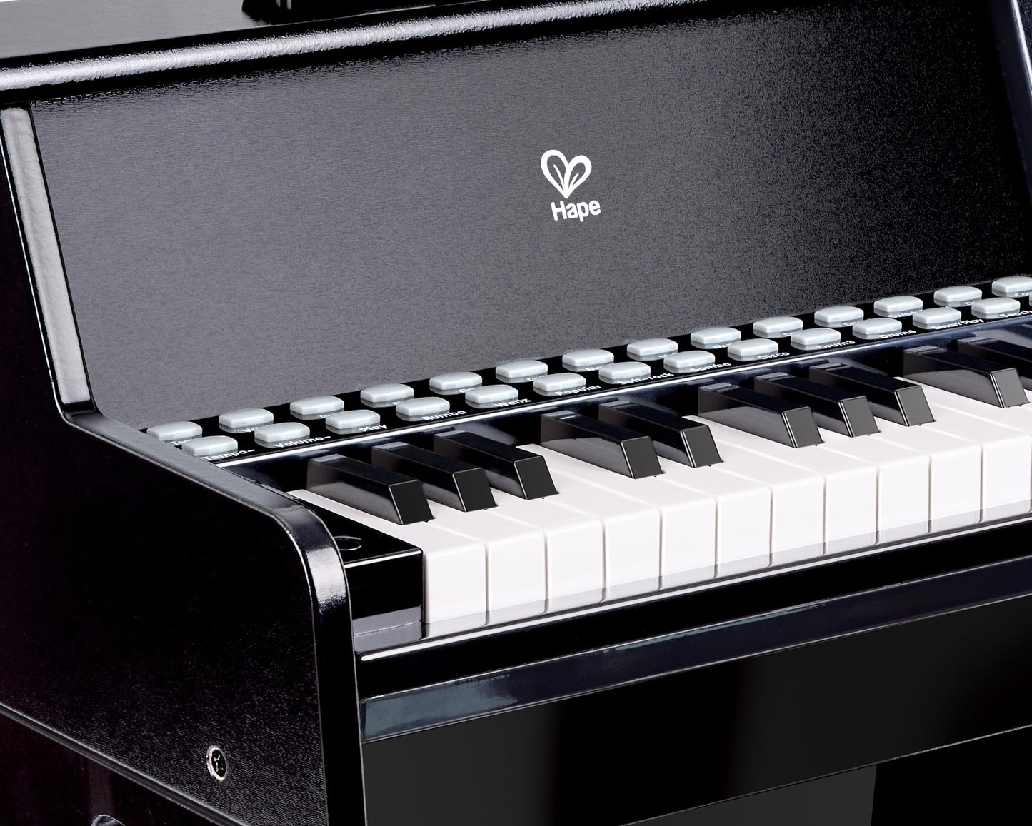 Hape Learn with Lights Black Piano with Stool – 25-Key Kids Keyboard