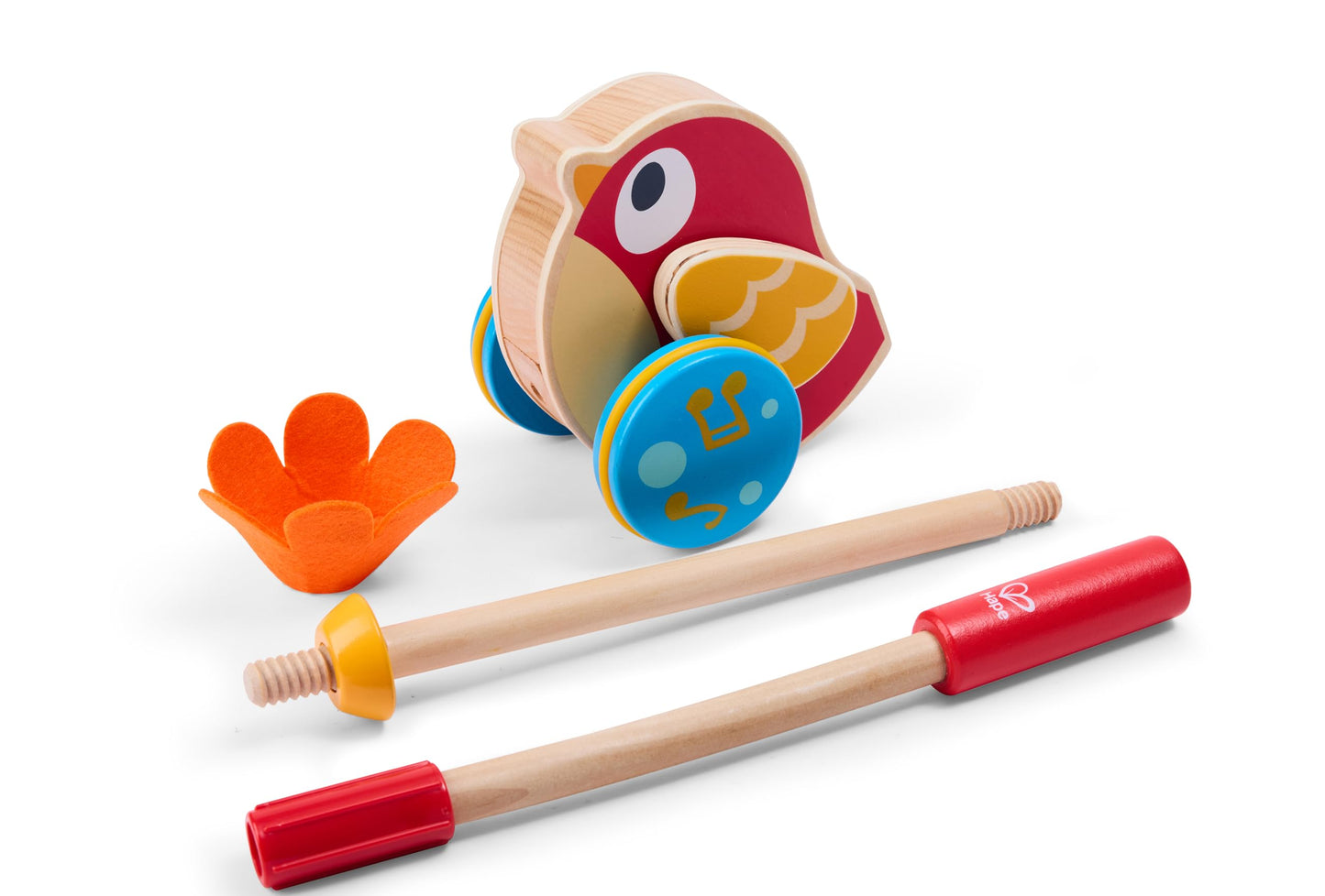 Hape Lilly Musical Push Along Bird — Wooden Toddler Walker with Detachable Stick