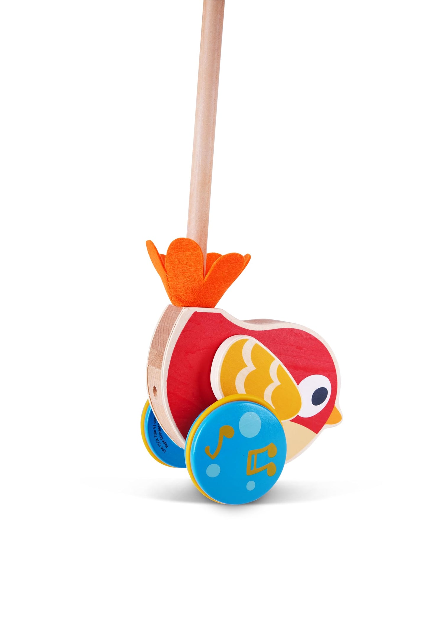 Hape Lilly Musical Push Along Bird — Wooden Toddler Walker with Detachable Stick
