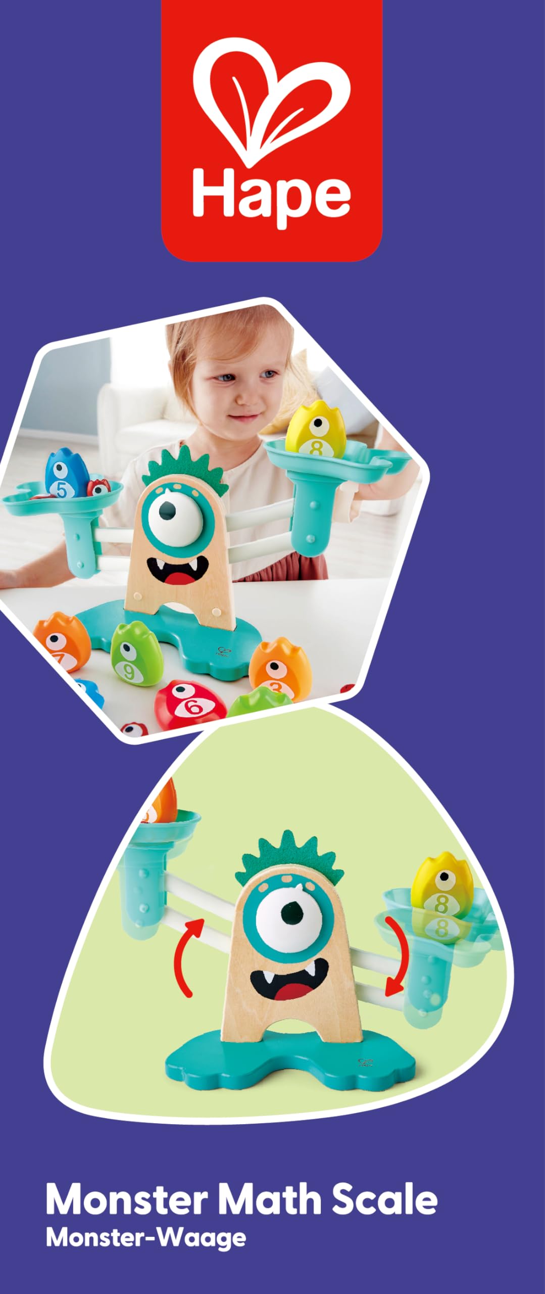 Hape Math Monster Scale Toy – 22-Piece Counting & Balance STEM Game
