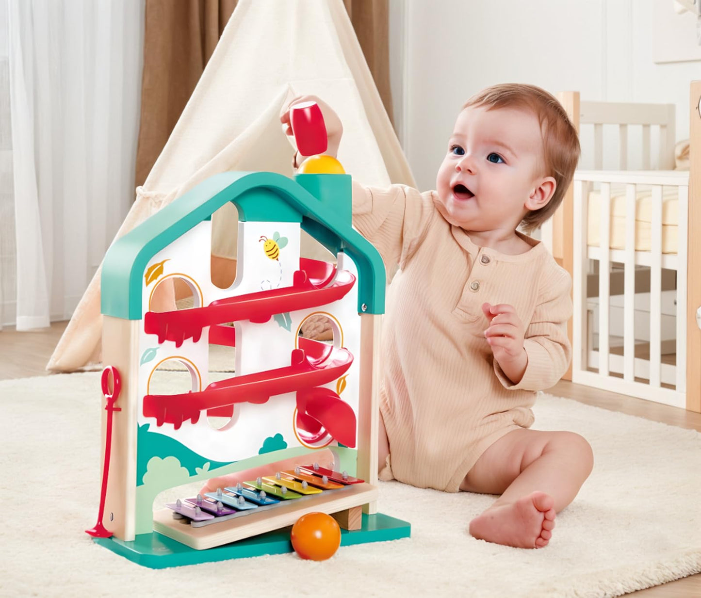 Hape Melody Mansion Ball Run – 2-in-1 Music & Ball Track