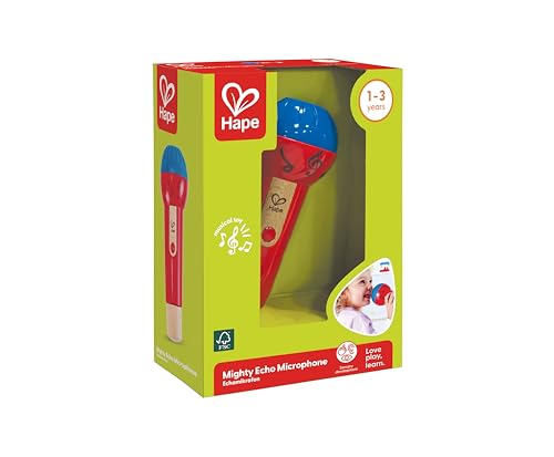 Hape Mighty Echo Microphone – Battery-Free Voice Amplifying Toy for Kids 1 Year & Up (Red)